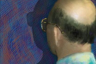 Balding man from back, drawing on blue surface.jpg