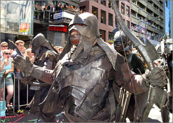 Uruk-Hai warriors from the Lord of The Rings during the parade through the Wellington streets prior to the worldwide premier of the third and final Rings movie Return of The King