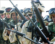جنود أميركيون أثناء تدريب بمعسكر في الكويت (الفرنسية-أرشيف)
