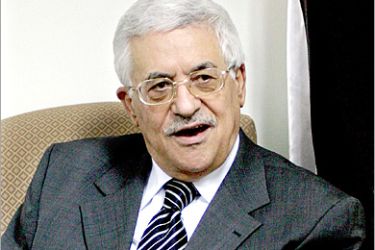 AFP - Palestinian President Mahmud Abbas (Abu Mazen) speaks to the press 24 April 2005 at his Ramallah office. Abbas moved to stamp his authority on the security services after a