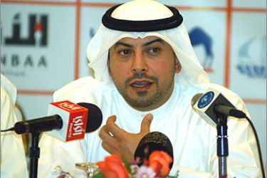 AFP Higher organizing committee of the GCC League Champions Cup Tournament Sheikh Talal al-Fahad speaks 11 September 2005 during a press conference in Kuwait City.