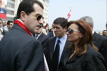 F_File picture dated 04 June 2005 shows Lebanese Parliament Member Gibran Tueini (L) with Giselle