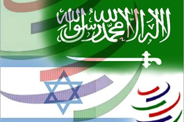 تصميم فني يوضح عدم مقاطعة السعودية لآسرائيل وفقاً لقواعد التجارة العالمية