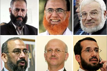 AFP / A combo of recent pictures of members of the Palestinian governing party Hamas shows from L to R clockwise: Hamas MPs Nayef Rajoub and Mohammed Abu Teir,