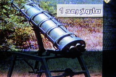 A picture taken 14 July 2006 from Hezbollah's television station al-Manar shows the new rocket " Raad One" used by Hezbollah's fighters to target settlements and cities inside