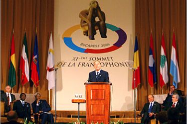 REUTERS/ France's President Jacques Chirac delivers an address during the opening ceremony of the two-day Francophone Summit, hosted for the first time by an Eastern European