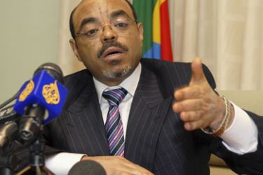 Ethiopia's Prime Minister Meles Zenawi speaks at a news conference in Addis Ababa January 10, 2007. Meles said on Wednesday the United States had struck only once in Somali and denied
