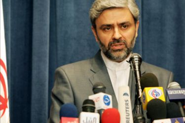 Iranian foreign ministry spokesman Mohammad Ali Hosseini speaks during a press conference in Tehran, 29 April 2007. Iran vowed it would finally announce by tomorrow whether its officials will attend a key conference on Iraq's security next week, amid a flurry of diplomatic activity aimed at persuading Tehran to take part.