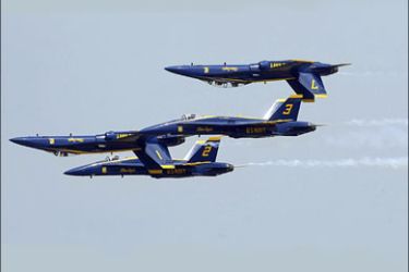 afp - In this 17 May 2002 file photo, the US Navy's Blue Angels perform at Andrews Air Force Base in Maryland. A Blue Angel plane crashed