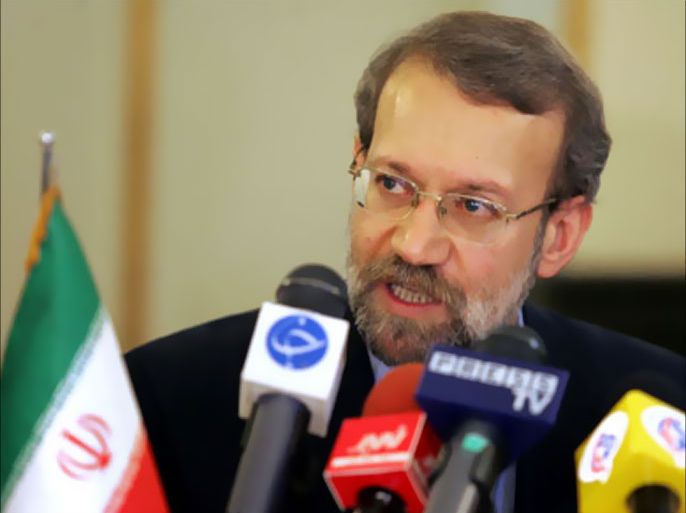 AFP/ Iran's top nuclear negotiator Ali Larijani answers reporters' questions during a press conference at Mehrabbad Airport in Tehran, 30 May 2007.