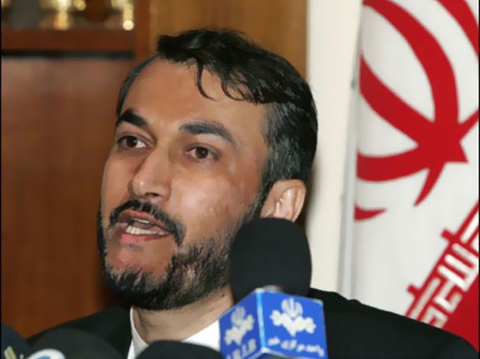 F/Iranian foreign ministry pointman on Iraq, Hossein Amir-Abdollahian, speaks during a press conference at the Iranian Embassy in Baghdad, 06 August 2007