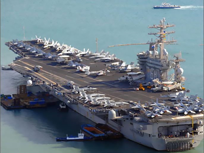 AFP(FILES) This file photo taken on February 28, 2008 shows the USS Nimitz CVN 68, a nuclear-powered aircraft carrier, arriving at a naval