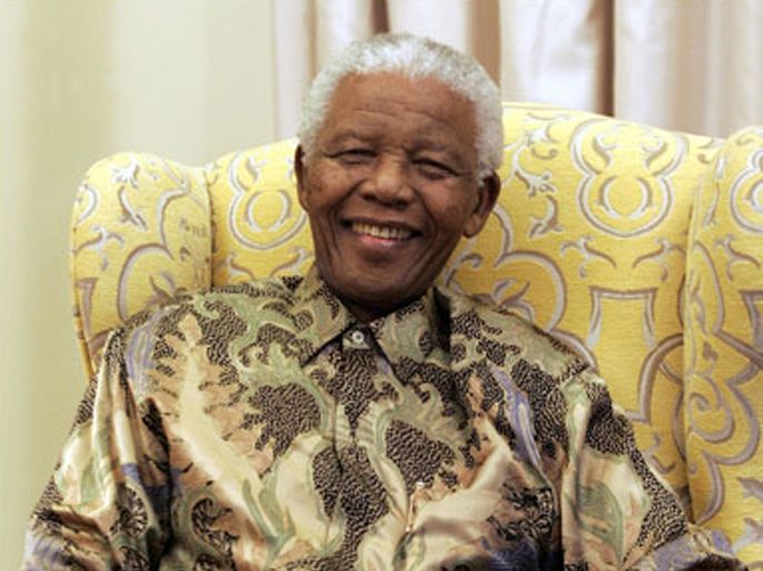 afp : Former South African President Nelson Mandela smiles during an interview with the media at his house in Qunu, on July 18, 2008. Former South African president Nelson