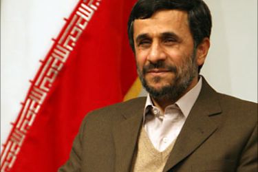 f_Iranian President Mahmoud Ahmadinejad attends a meeting with the former prime minister of Malaysia, Mahatir Mohammad (unseen), in Tehran on December 1, 2008