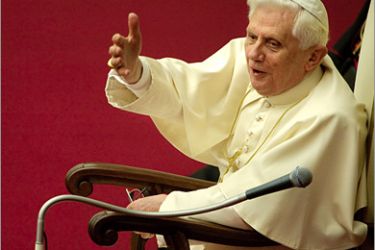 AFP - Pope Benedict XVI waves to pilgrims gathered in the Vatican's Aula Nervi on February 11, 2009, for his weekly general audience. A senior Austrian cleric in the Roman