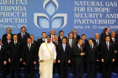 afp/ Participants of the summit "Natural Gas for Europe. Security and partnership" pose for a family photo in Sofia on April 24, 2009.