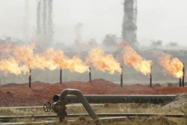 Flames are seen at Baba Gurgur oil field in Kirkuk, 250 km (155 miles) north of Baghdad August 3, 2009. Picture taken