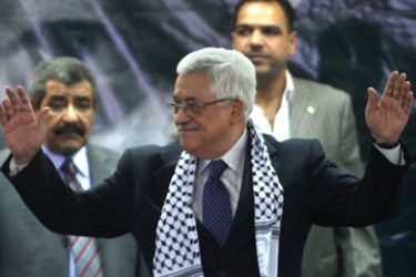 Palestinian president Mahmud Abbas acknowledges the greeting from the Fatah delegates during the party’s first congress