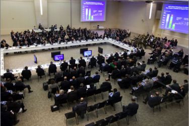 This handout photo shows members of the International Monetary and Financial Comittee (IMFC) during their meeting at the Istanbul Congress Center October 4, 2009 in Istanbul.