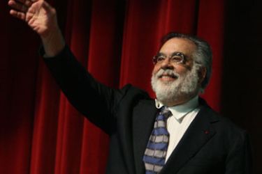 Legendary US film director Francis Ford Coppola waves to the crowd at the opening ceremony of the Beirut International Film Festival in the Lebanese capital on October 7, 2009.
