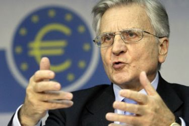 European Central Bank (ECB) President Jean-Claude Trichet gives a press conference on November 5, 2009 in Frankfurt/Main where he said the ECB kept its main interest rate steady at a record low point of 1.0 percent, as indicators signalled that the eurozone economy was still under pressure.