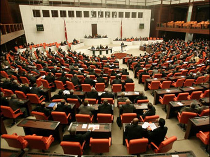 Turkish MPs listen during a debate at the Turkish Parliament in Ankara, on November 13, 2009.