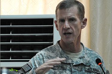 US general Stanley McChrystal, the top US commander in Afghanistan, speaks at the parliament in Kabul on December 3, 2009. The US and NATO commander