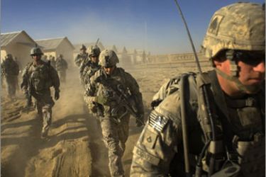 In this file photograph taken on November 28, 2008, US Army soliders from 1-506 Infantry Division set out on a patrol in Paktika province, situated along the Afghan-Pakistan border. US President Barack Obama