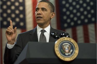 US President Barack Obama speaks during a town hall meeting at the University of Tampa in Tampa, Florida, Januaty 28, 2010. The president, seeking to rescue his ambitious political program, vowed on Wednesday night in the key note address to Congress