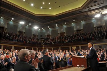 Members of Congress and the administration stand inside the US House of Representatives as US President Barack Obama prepares to deliver his first State of the Union speech to a joint session of Congress on January 27, 2010 in Washington.