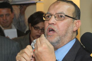 Senior Muslim Brotherhood leader Essam Erian speaking during a press conference at the opposition group's headquarters in Cairo on January 16, 2010.