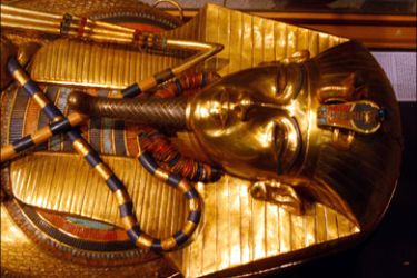 afp : FILES)One of King Tutankhamun's gold sarcophagi is displayed at the Egyptian Museum in Cairo in this October 22, 2007 file photo. The celebrated pharaoh