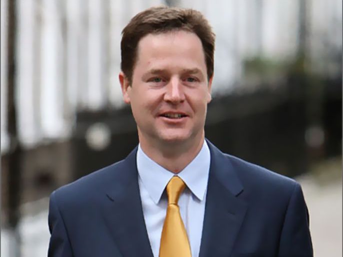 British Opposition Liberal Democrat Leader Nick Clegg arrives at the party's head office in London, on April 6, 2010. British Prime Minister Gordon Brown kicks off a month