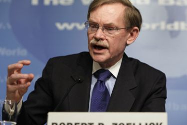 World Bank President Robert Zoellick speaks at the opening news conference of the spring International Monetary Fund-World Bank meeting at the IMF headquarters building