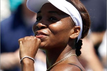 Venus Williams of the United States celebrates after defeating Marion Bartoli of France during day ten of the 2010 Sony Ericsson Open at Crandon Park Tennis Center