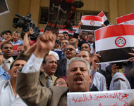اعتصام المحامين أمام محكمة طنطا عقب صدور الحكم (الجزيرة نت)