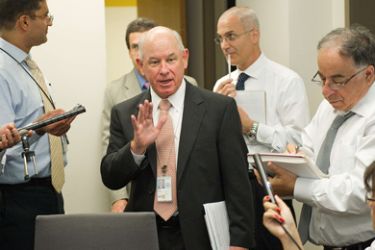 US State Department spokesman P.J. Crowley briefs reporters at the Department of State July 13, 2010, on missing Iranian nuclear scientist Shahram Amiri,