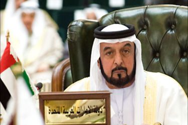 r_United Arab Emirates President Sheikh Khalifa bin Zayed al-Nahyan listens to closing remarks during the closing ceremony of the Gulf Cooperation Council (GCC) summit