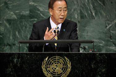 r_United Nations Secretary General Ban Ki-moon speaks during the Millennium Development Goals Summit at the U.N. headquarters in New York, September 20, 2010