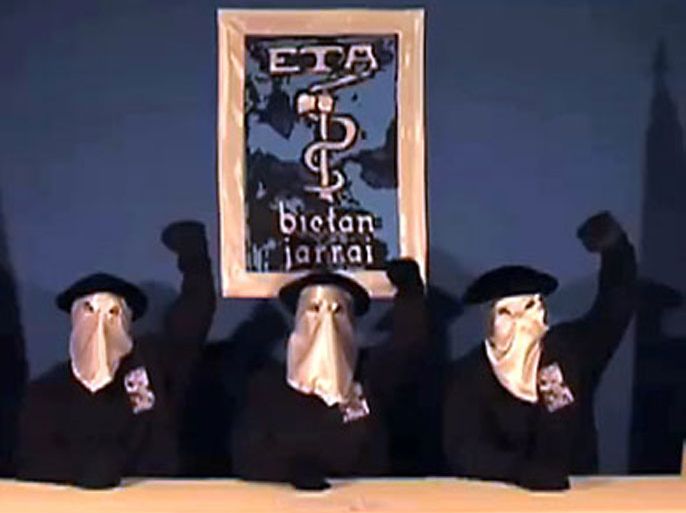 screen grab taken from Gara website displays an image of ETA armed Basque group members declaring a ceasefire on September 5, 2010, in the northern Spanish Basque town of Guernica
