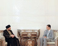 
بشار الأسد استقبل عمار الحكيم في دمشق (الفرنسية)بشار الأسد استقبل عمار الحكيم في دمشق (الفرنسية)