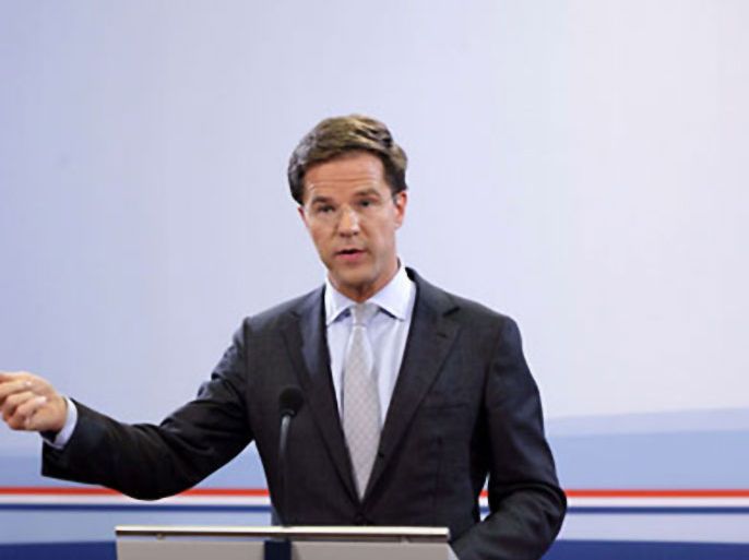 New Dutch prime minister Mark Rutte gives his first press conference as Premier on October 14, 2010 in The Hague