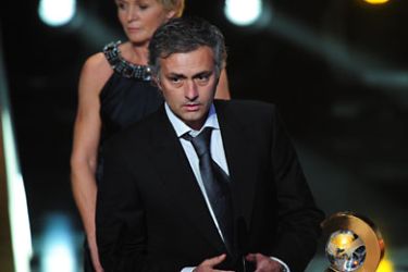 Portuguese Jose Mourinho is awarded the FIFA World Coach of the Year for Men's Football