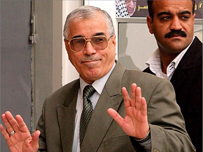 epa000390436 Palestinian Interior Minister Nasser Yousef, Tuesday 15 March 2005, arrives for a meeting with U.S. security envoy to the Middle East William Ward in the West