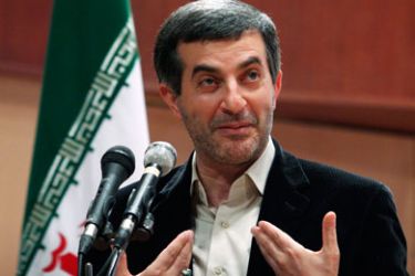 Iran's First Vice President Esfandiar Rahim-Mashaie speaks during a ceremony in Tehran in this July 22, 2009 file photo. Iranian President Mahmoud Ahmadinejad dismissed his chief of staff Mashaie on April 9, 2011, the official IRNA news agency reported, sidelining a controversial figure who is seen as a possible future presidential contender.