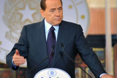 Italian Prime Minister Silvio Berlusconi French President Nicolas Sarkozy speaks during a joint press conference with French President Nicolas Sarkozy (not pictured) during an Italy and France summit on April 26, 2011 at Villa Madama in Rome. France and Italy issued a joint call for a reform of the European Union's visa-free treaty that would allow EU member states to re-impose internal border controls more easily.