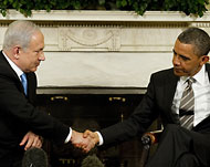 أوباما (يمين) مستقبلا رئيس الوزراء الإسرائيلي في مايو/أيار الماضي (الفرنسية) 