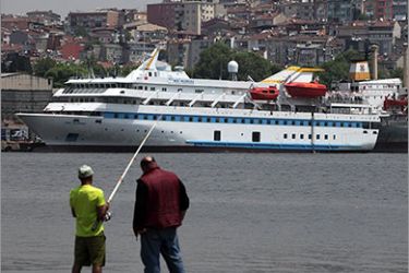 Cruise liner Mavi Marmara is pictured under maintenance in a shipyard in Istanbul May 30, 2011. Pro-Palestinian activists told Israel on Monday not to interfere in a planned aid flotilla to Gaza in late June, a little more than one year after Israeli commandoes boarded Mavi Marmara,