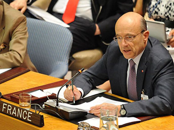 Alain Juppe, Foreign Minister of France, speaks to a United Nations Security Council meeting on "Impact of HIV/AIDS epidemic on international peace and security" June 7, 2011 at UN headquarters in New York