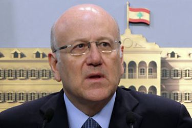 r_Lebanon's Prime Minister Najib Mikati speaks during a news conference at the government palace in Beirut June 30, 2011.